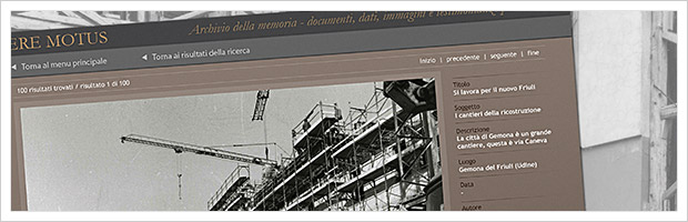 Friuli 1976 Earthquake Museum // Interacive application for the Media Archive ( Concept, graphic and media design )